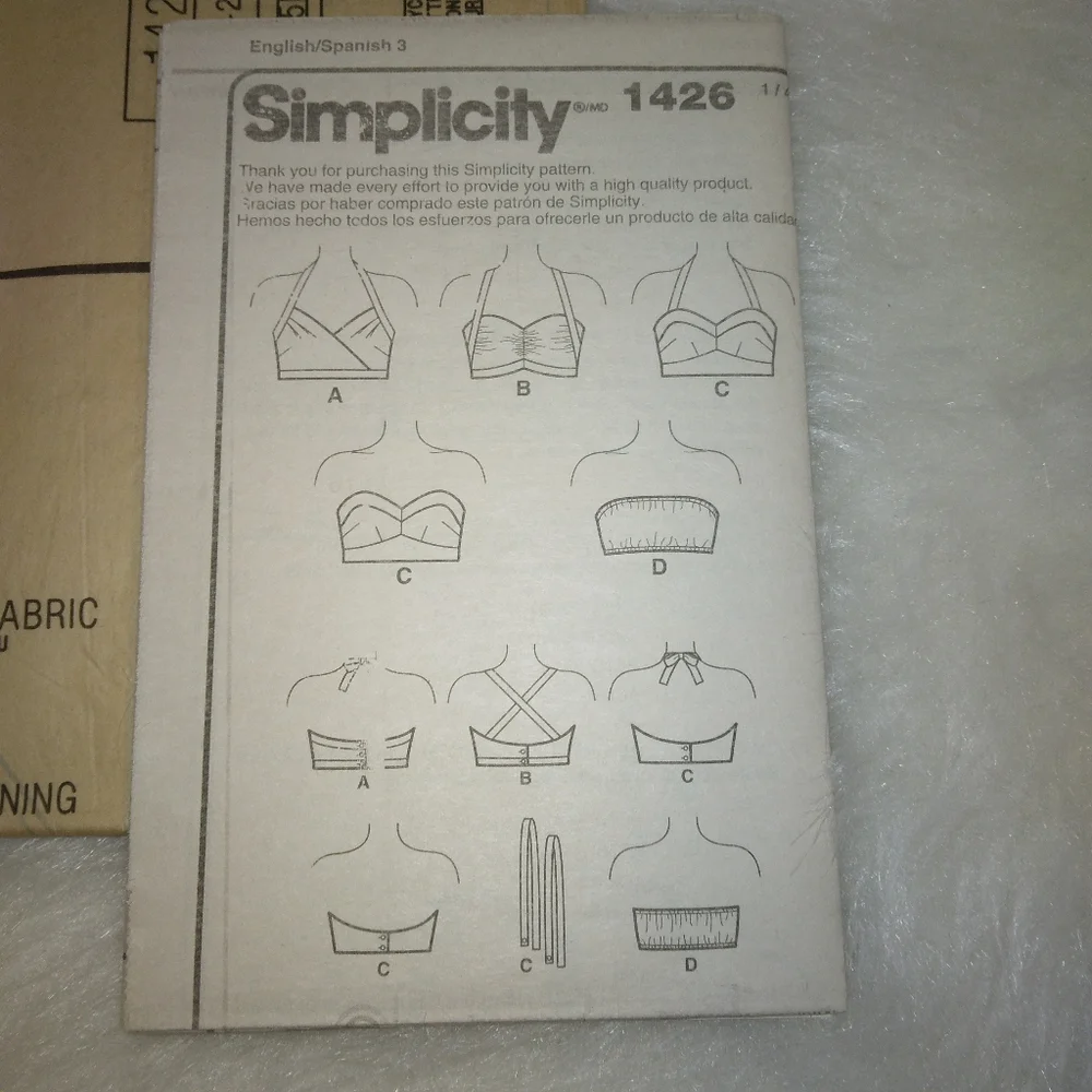 SIMPLICITY 1426 Sz 14-22 Vintage 1950s style bra tops in 4 styles